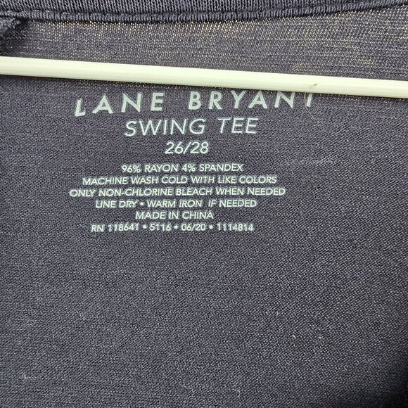 Lane Bryant Womens Swing Tee Navy Blue Size 26/28 Rayon Blend 3/4 Sleeve Pre-Own - Picture 3 of 5